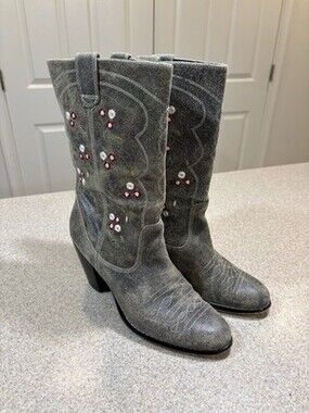 Anthropology Seychelles Women's Cowboy Boots Floral Embroidery Size 9